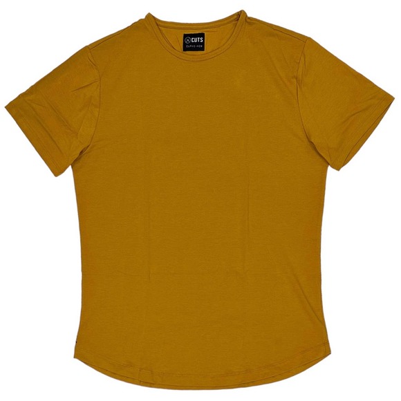 Cuts Clothing Other - Cuts Clothing Men's Curve Hem Crew Neck 4 Way Stretch Tee T-Shirt - Mustard